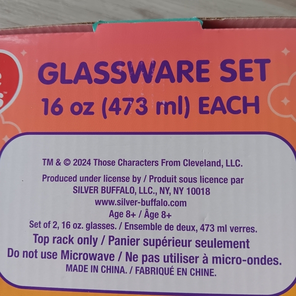 NEW Care Bears Drink Glasses 16 oz. Tumblers Boxed Set of 2 Original Bears Retro - Picture 2 of 3